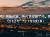 黑料网像校准：先校前提说了吗，再把口径写一句（像做校准）