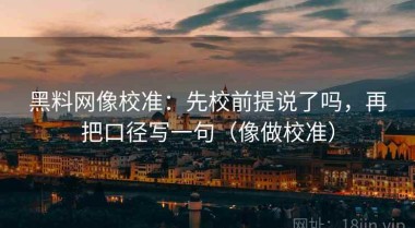 黑料网像校准：先校前提说了吗，再把口径写一句（像做校准）