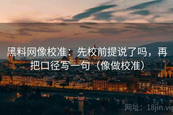 黑料网像校准：先校前提说了吗，再把口径写一句（像做校准）