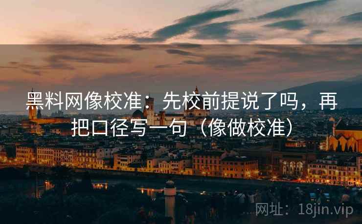 黑料网像校准：先校前提说了吗，再把口径写一句（像做校准）
